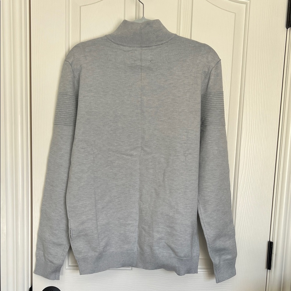 Men's Light Gray Zip-Up Sweater by - Picture 7 of 8